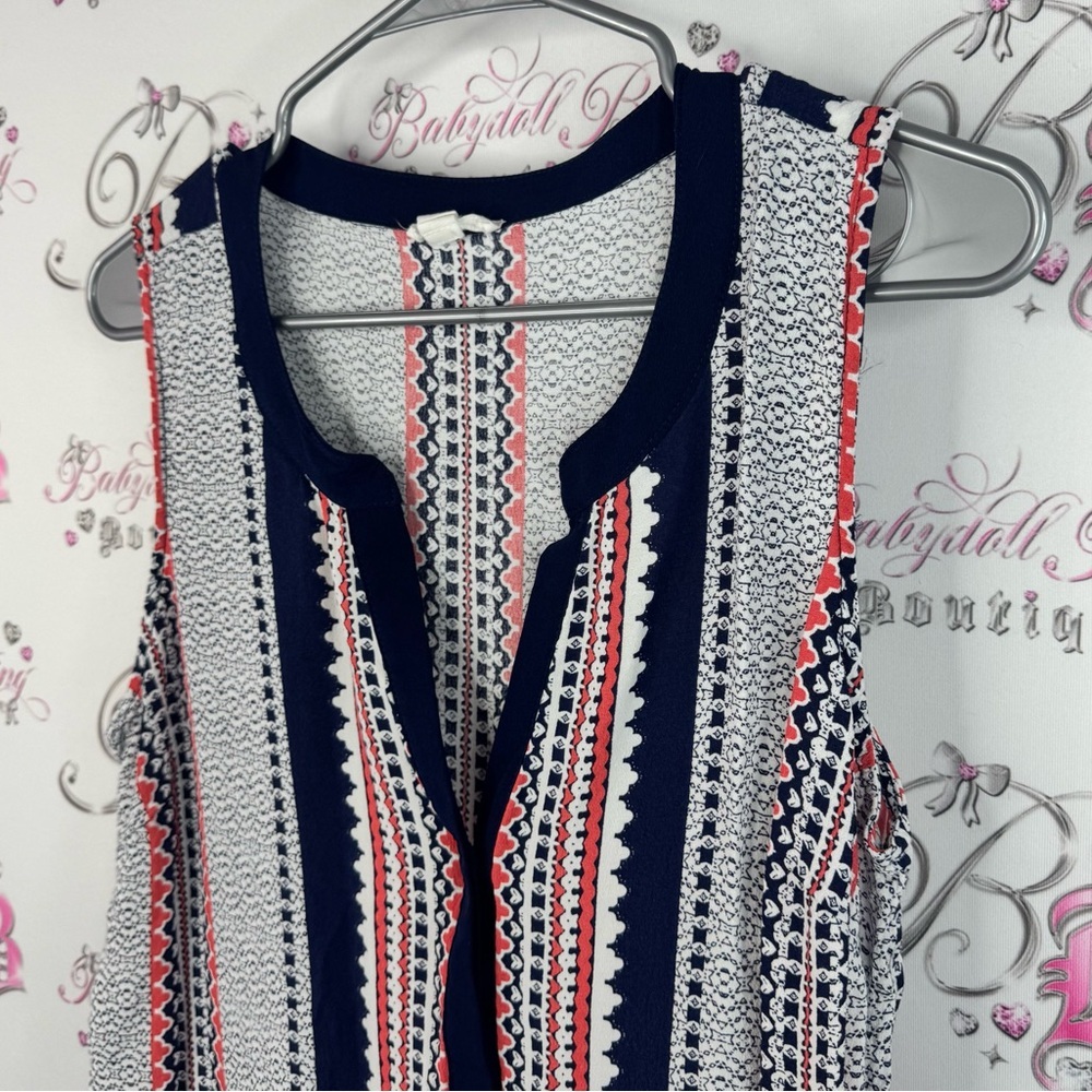 Tribal jeans tank top Aztec boho Sleeveless Top - Navy, orange White - Picture 4 of 10